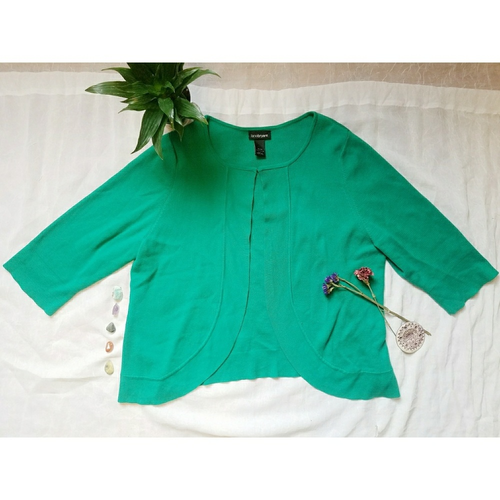 Lane Bryant 18/20 Kelly Green 3/4 Sleeve Cardigan - Picture 1 of 7